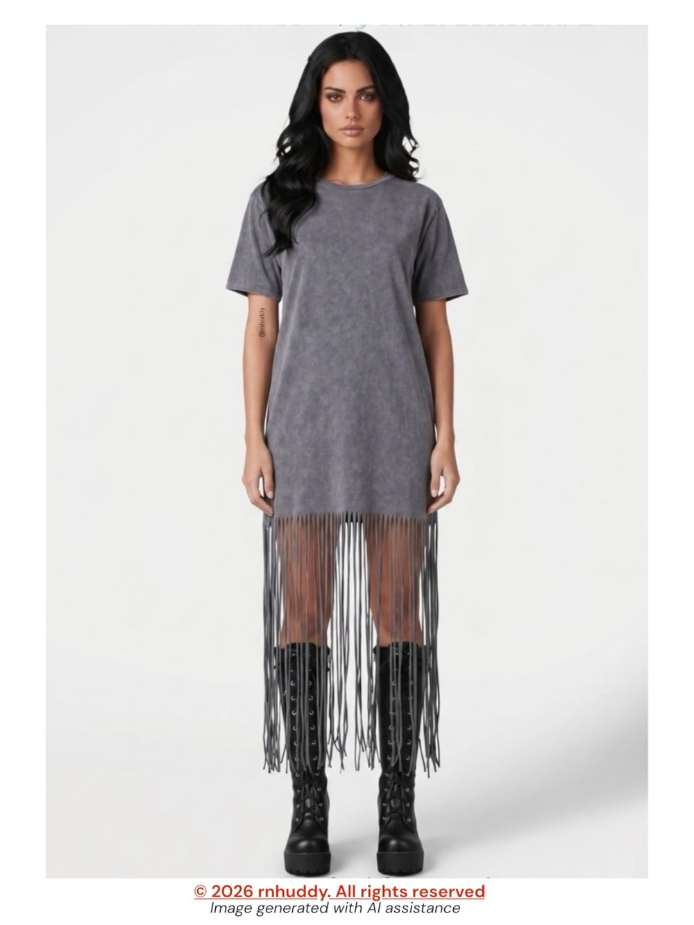 ASOS size 2 acid washed grey oversized fringe T-shirt dress